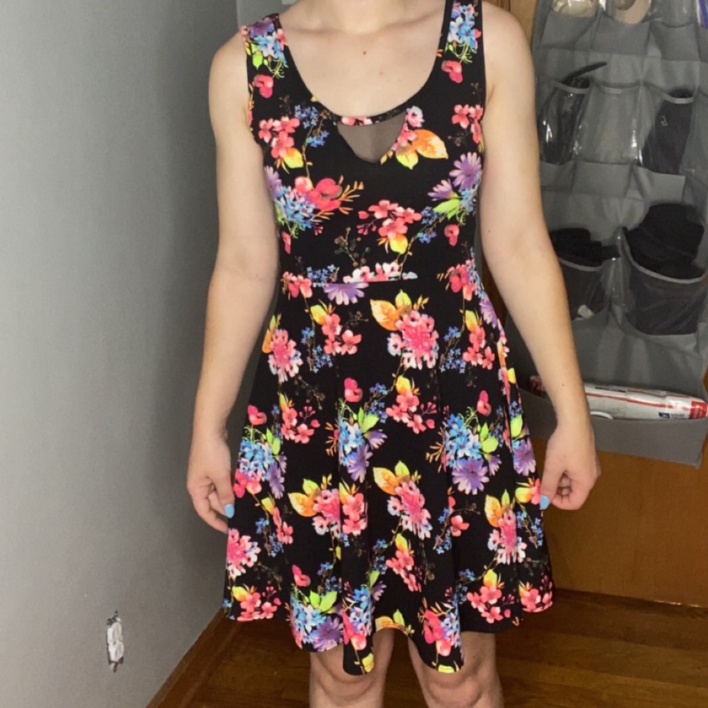 Neon floral casual dress